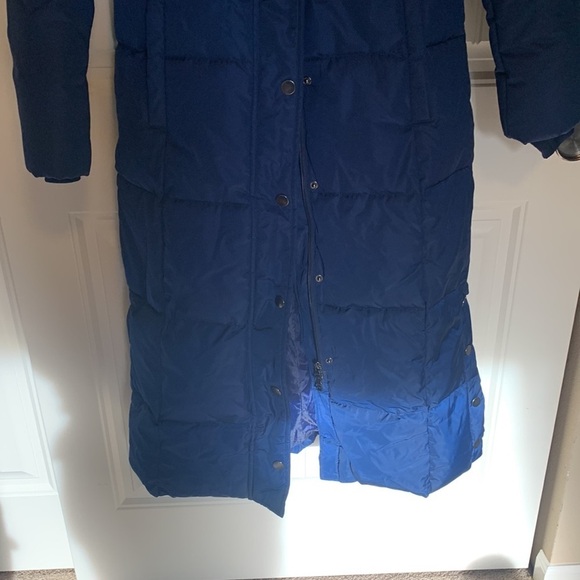 St John’s Bay Blue Long Insulated Puffer Coat Jacket Removable Hood Zip Up Small - Picture 6 of 15